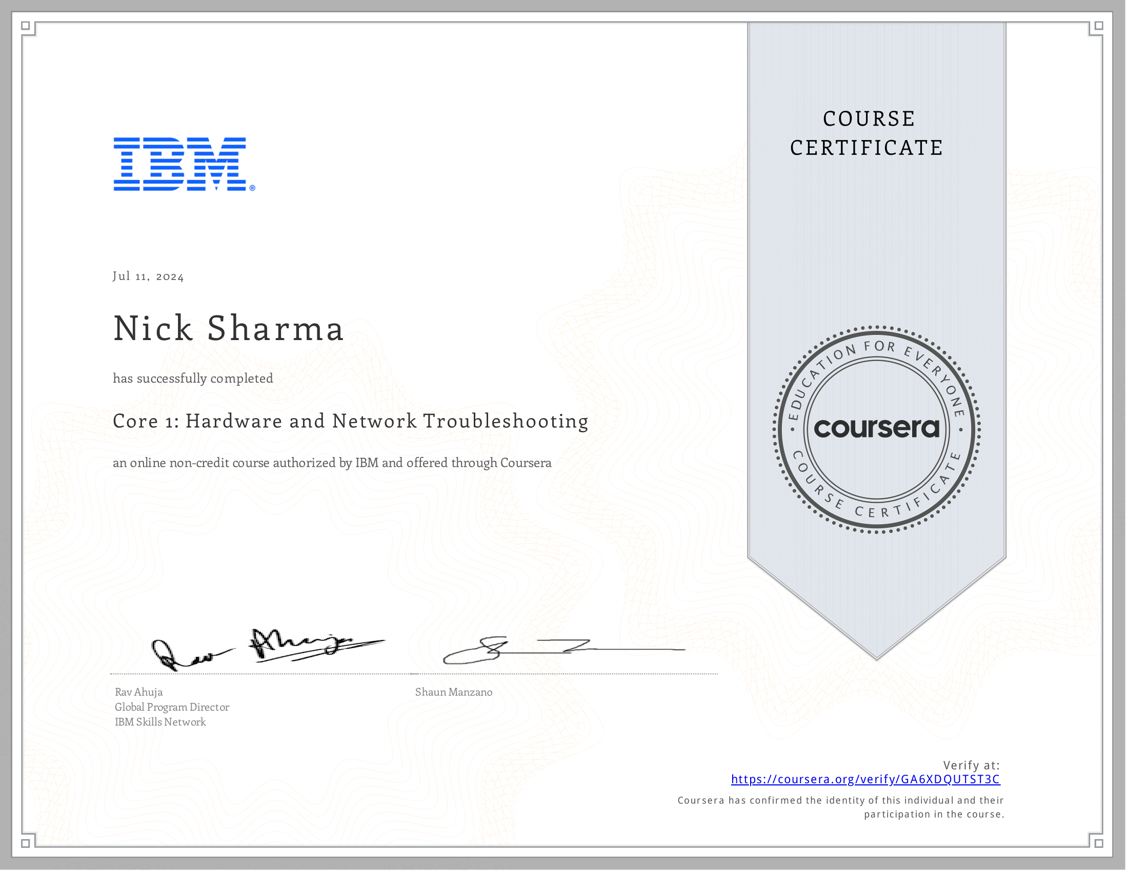 Certification 1